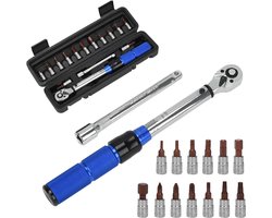 Fiets momentsleutels - 1/4" 2-24 Nm-aandrijving momentsleutel - Fietsgereedschap - Momentsleutel Set - Draaimomentsleutel - inclusief inbussleutels, Torx-doppen en verlengstuk
