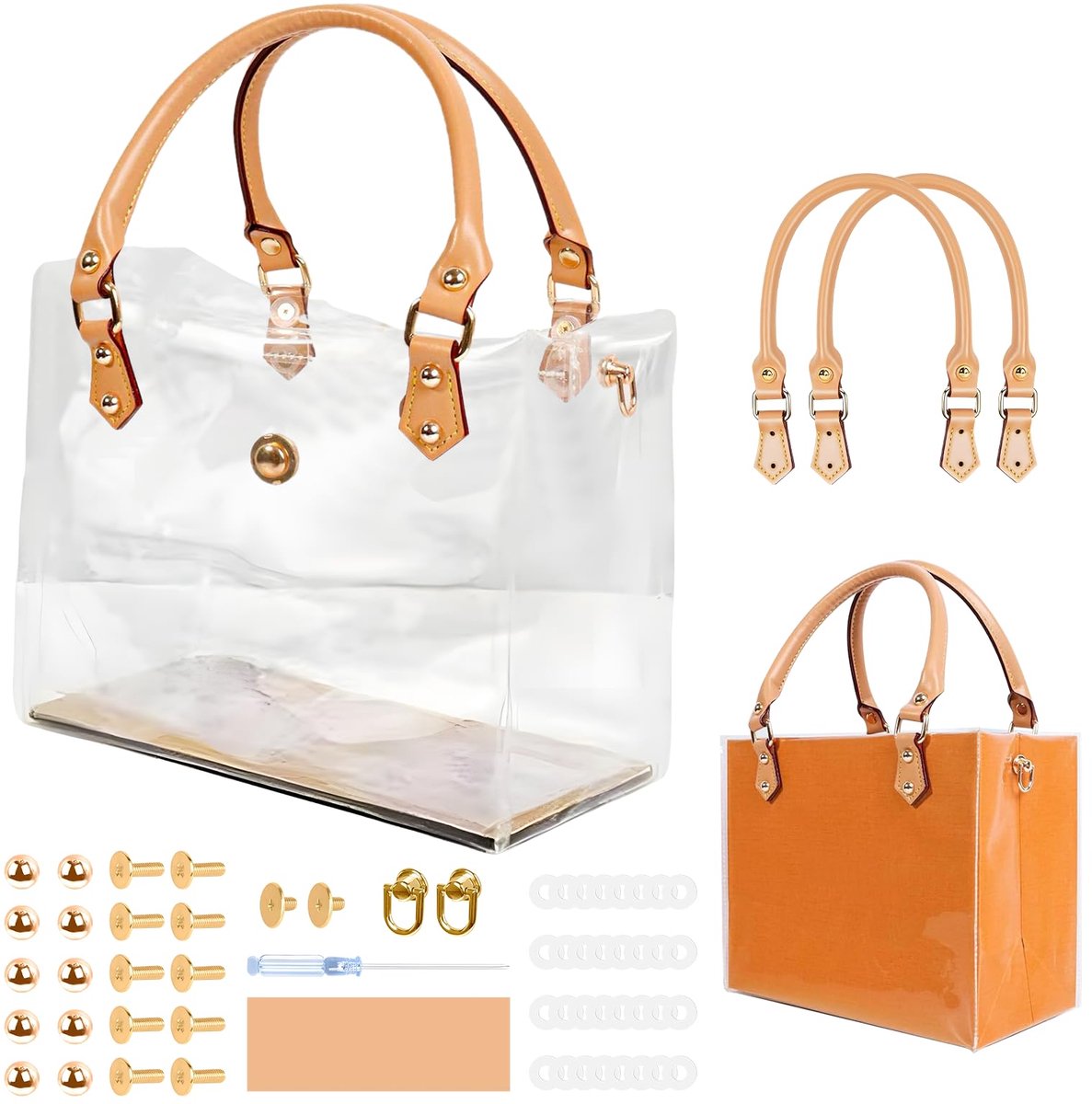 Orifesio Transparante handtas, helder pvc, doe-het-zelf tote tas making kit, transparante draagtas, doe-het-zelf - ShopVlot