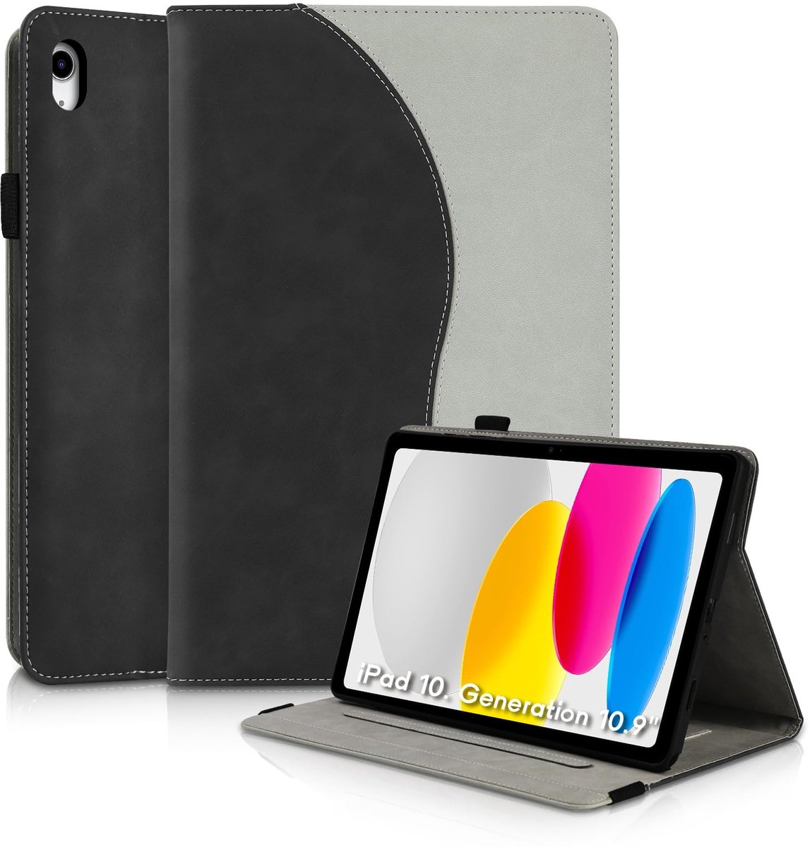 Solidchoice - Ultra Dunne PU Leren Case voor iPad 10e Generatie 2022 met Penhouder - Zwart