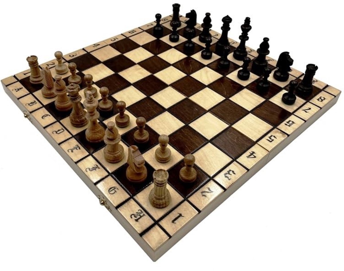 Solidchoice - Elegante Eiken Schaakset 38x38 cm met 32 Schaakstukken