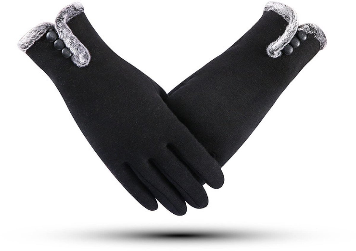Solidchoice - Dameshandschoenen - Warme Fluwelen Vingerhandschoenen - Zwart
