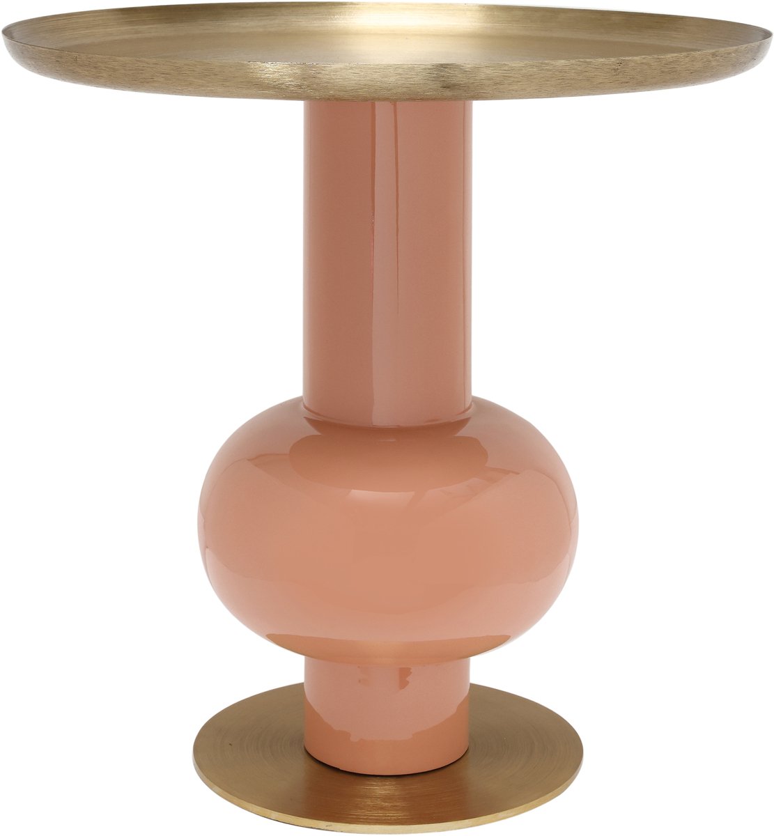 Padiro ronde bijzettafel Ø 50 x 50 cm - abrikoos en goud - Modern Art-Déco Glamour Look - ijzer - handgemaakt