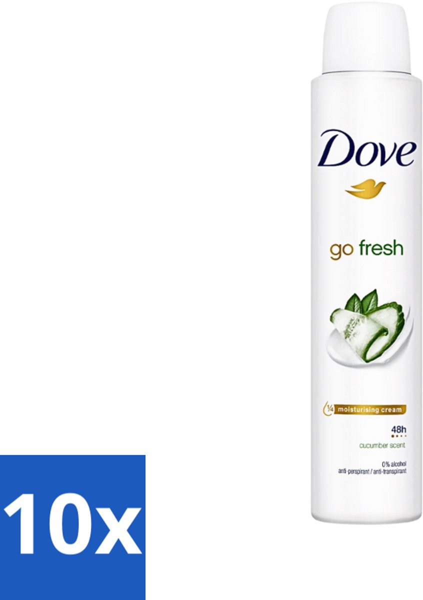 Dove Go Fresh - Deospray - Groene Thee & Komkommer - 200 ml - Bulkverpakking - 10 stuks