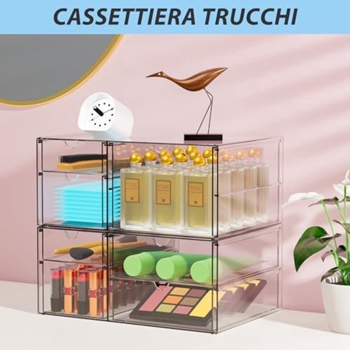 Make-up organizer met 7 laden en 2 organizer-laden voor make-up en haaraccessoires