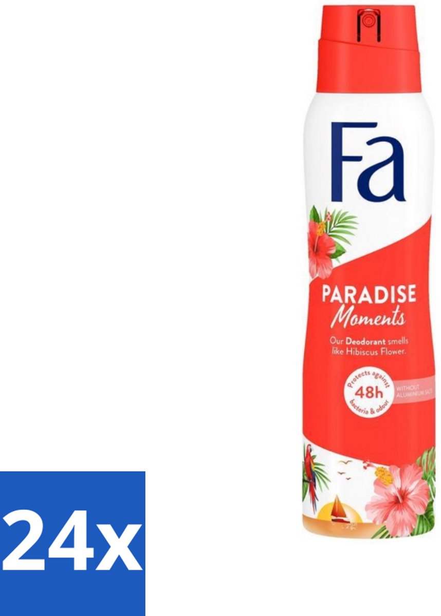 Fa - Paradise Moments - Deodorant Spray - Hibiscusbloem - 150 ml - Voordeelverpakking - 24 stuks