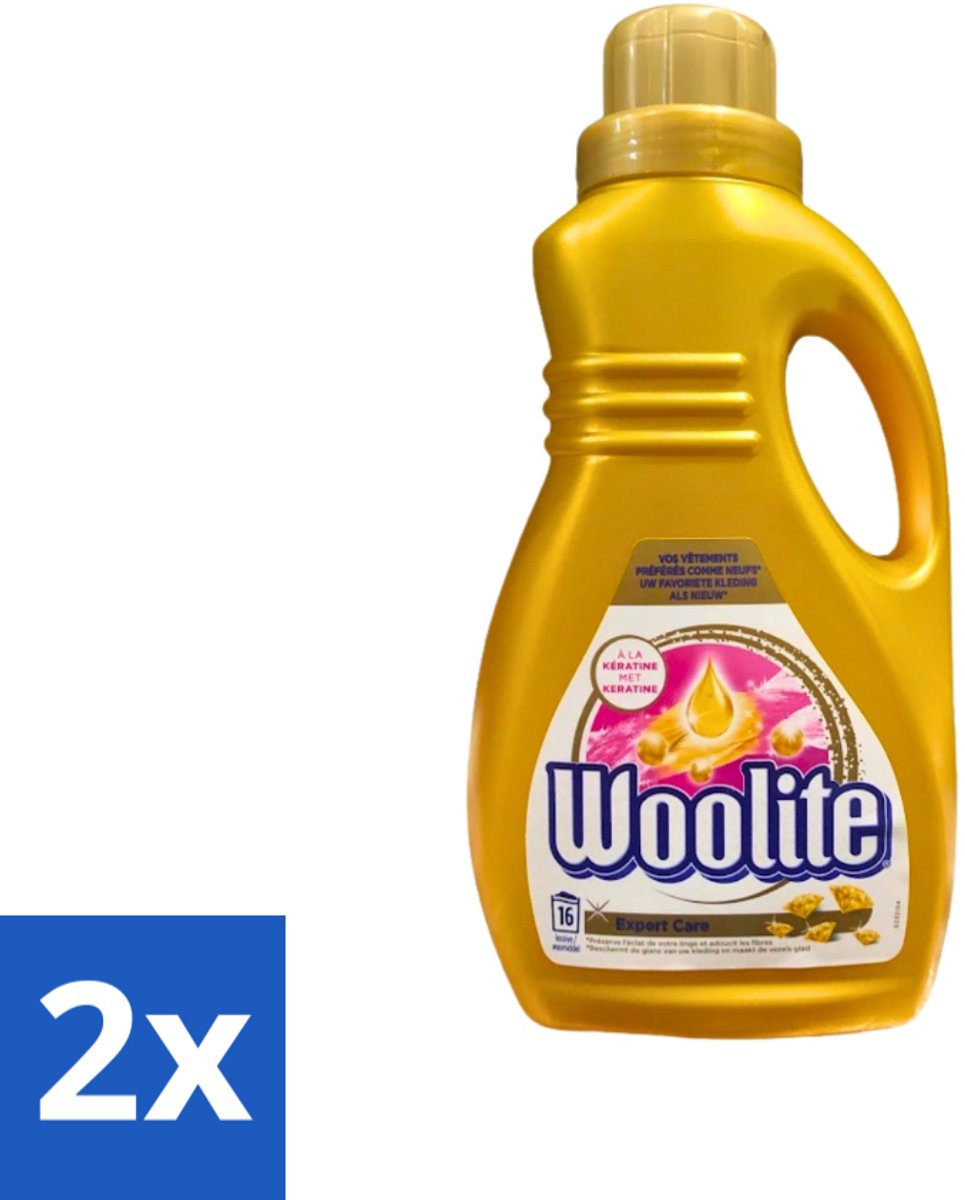 2 x Woolite Expert Care - Vloeibaar Wasmiddel - Met Keratine - Delicate Was - 16 Wasbeurten - 1L - Wasmiddel Voor Delicate Kleding - Vloeibaar Wasmiddel - Wasmiddel Met Keratine - Wasmiddel Voor Wol - Wasmiddel Voor Zijde