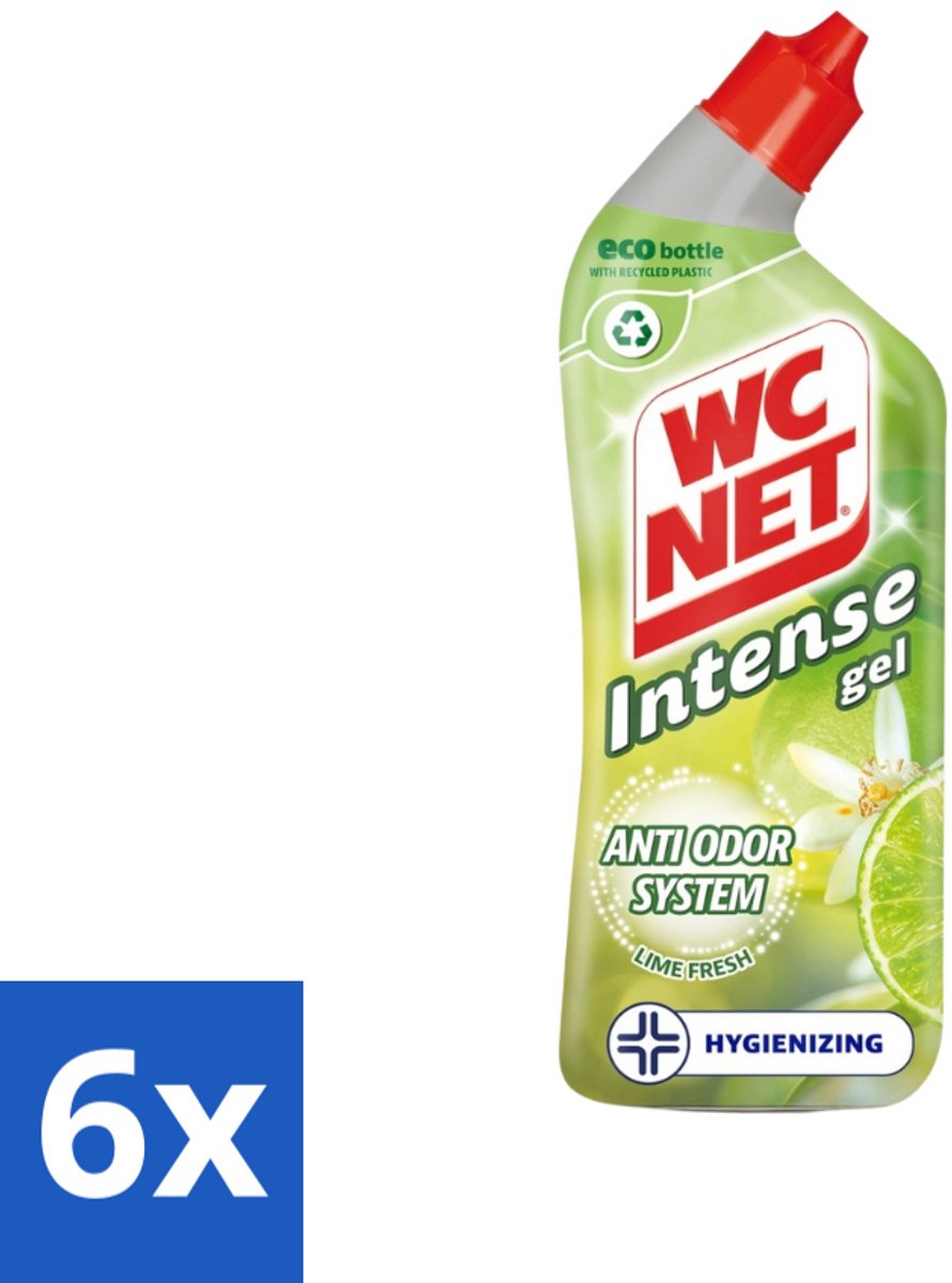 6 x WC Net - Toiletreiniger - Gel - Met Limoen- 750 ml - Toilet Schoonmaak - Toilet Reiniger - Wc Gel - Limoen Geur - Anti-geur