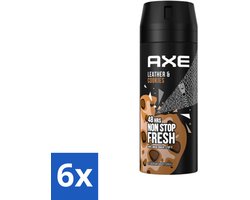 6 x Axe - Deodorant Bodyspray - 48hrs Fresh - Leather & Cookies - 150 ml - 48 Uur Deodorant - Deodorant Spray - Mannelijke Deodorant - Axe Deodorant - Leer Geur