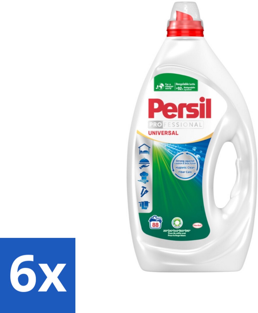 6 x Persil Professional - Universal - Vloeibaar Wasmiddel - Witte en Gekleurde Was - 88 Wasbeurten - Wasmiddel - Vloeibaar Wasmiddel - Persil - Vlekken Verwijderen - Wasmachine Reinigen