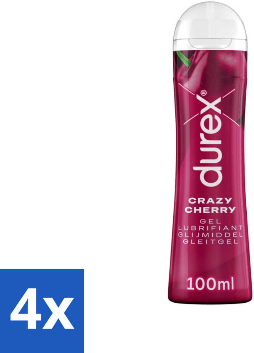 Durex - Crazy Cherry - Glijmiddel - 100 ml - Voordeelverpakking - 4 stuks