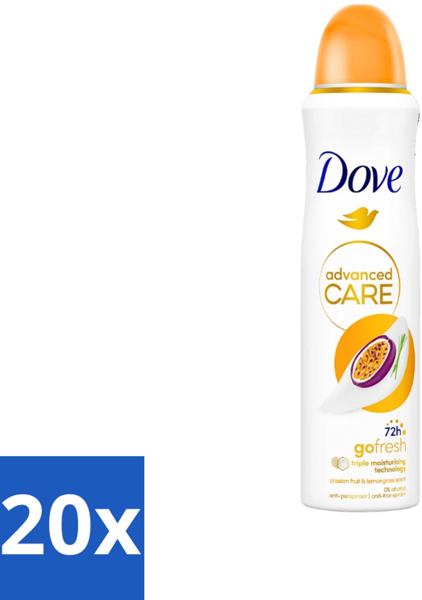 Dove - Deospray - Passievrucht & Citroengras - 150 ml - Bulkverpakking - 20 stuks
