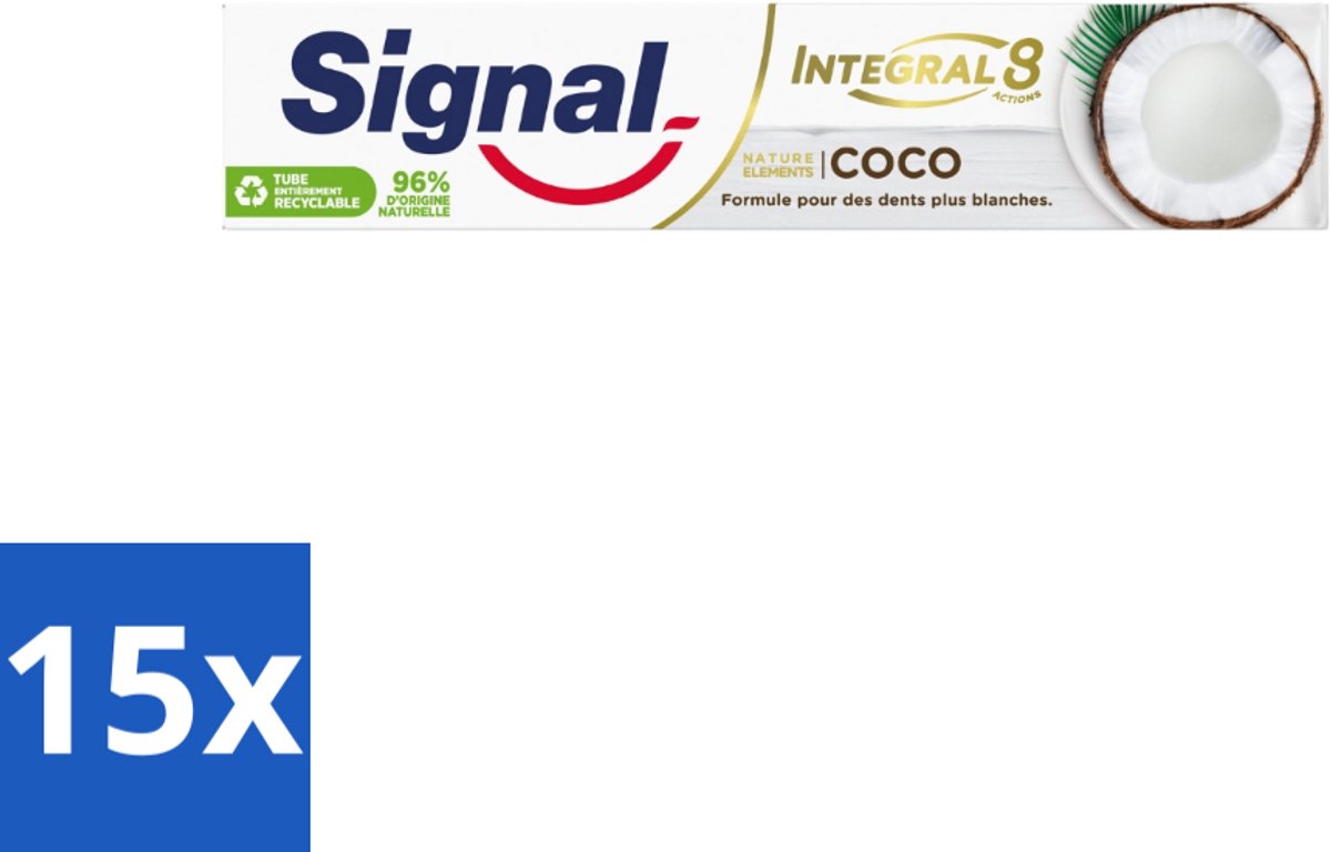 Signal - Integral & Actions - Tandpasta - Natuurlijke Elementen - Kokos - Voor Witte Tanden - 75 ml - Bulkverpakking - 15 stuks
