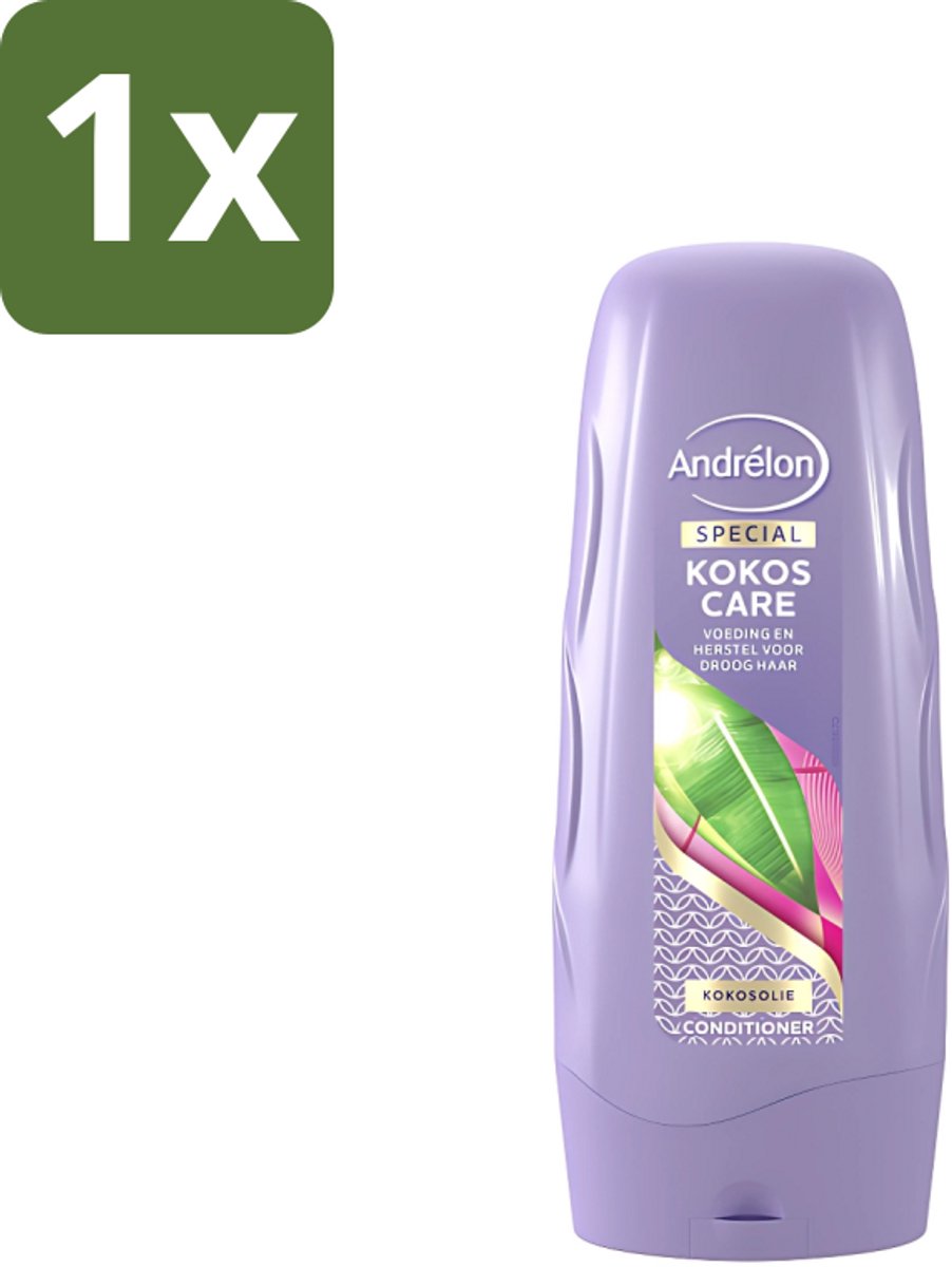 1 x Andrélon - Kokos Care - Conditioner - Hydraterend & Verzachtend - 300 ml - Droog Haar - Kokosolie - Kokosmelk - Haar Verzorging - Haar Herstel