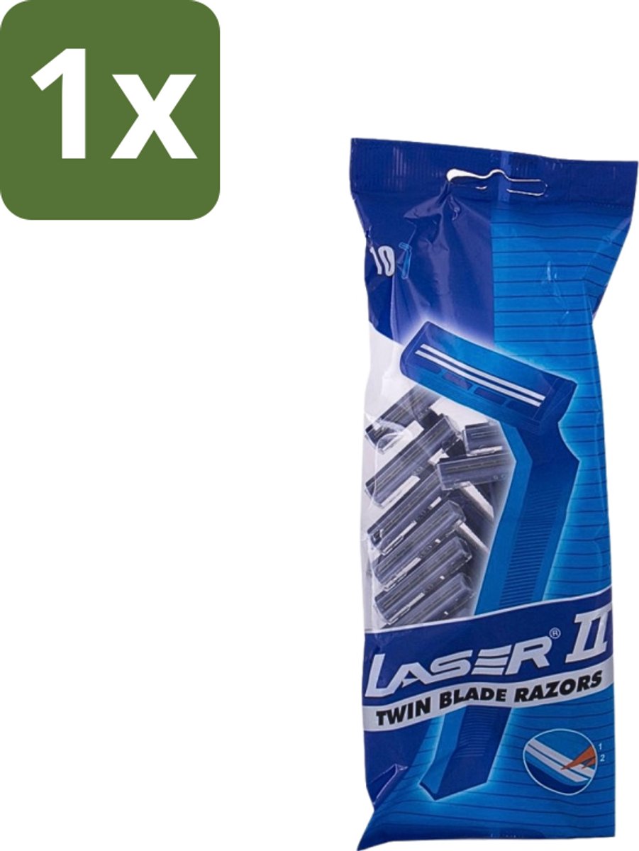 1 x Laser 2 - Ready Razor - Wegwerp - Voor Mannen - 10 Mesjes - Scheermesjes - Wegwerp Scheermesjes - Laser 2 Scheermesjes - 2-bladige Scheermesjes - Scheerbeurt