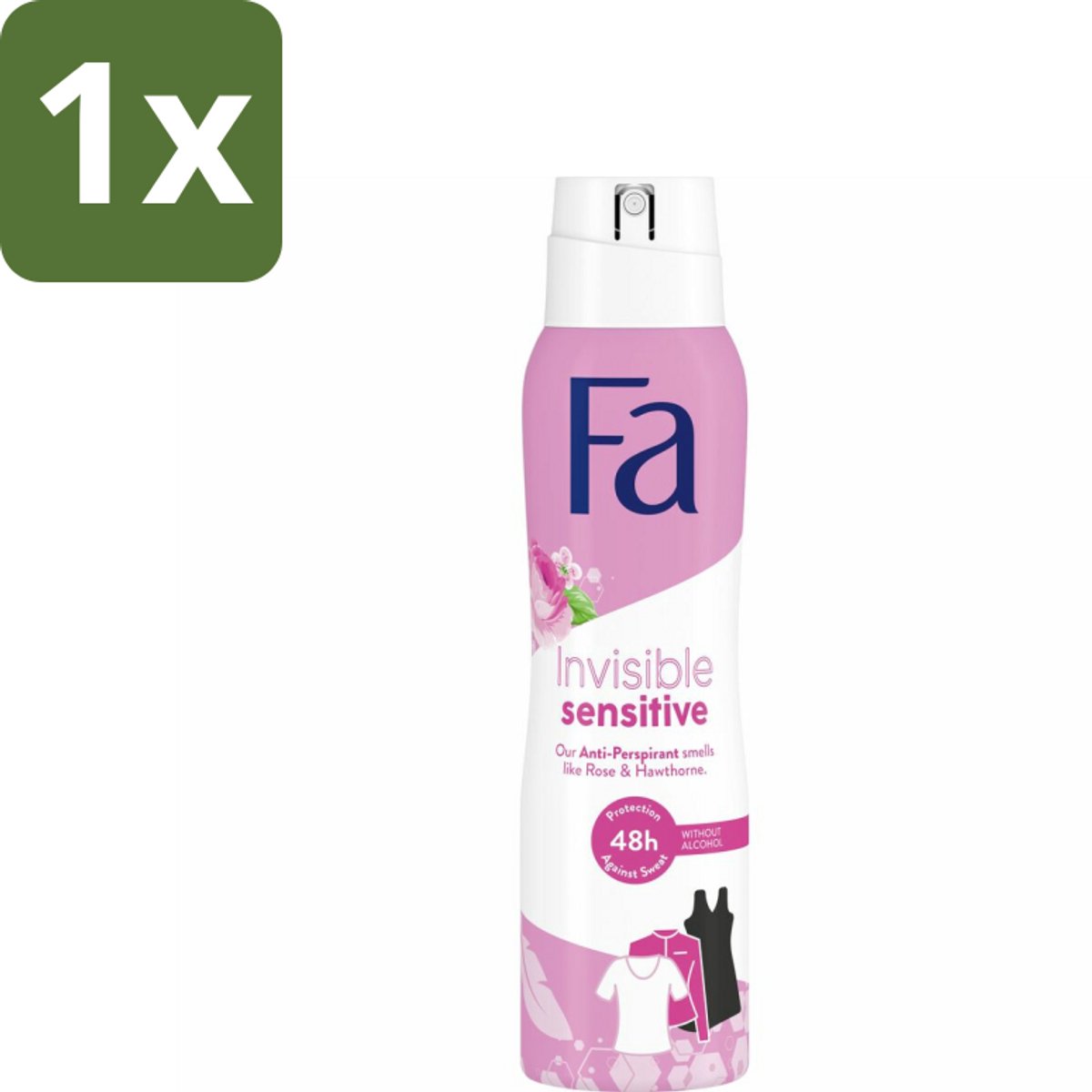 1 x Fa Deodorant Spray Invisible Sensitive 150 ml - Deodorant Spray - Anti-transpirant - Perspirant - Gevoelige Huid - 48 Uur Bescherming