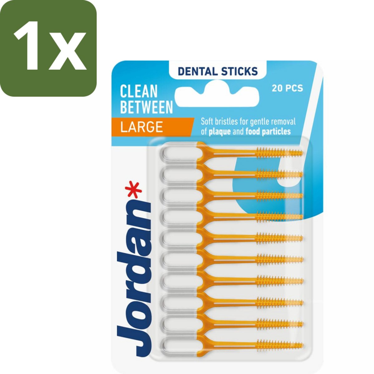1 x Jordan Sticks Clean Between Large 40 stuks per verpakking - Tandplak Verwijderen - Tandenstoker - Mondhygiëne - Tandvlees Stimuleren - Tanden Reinigen