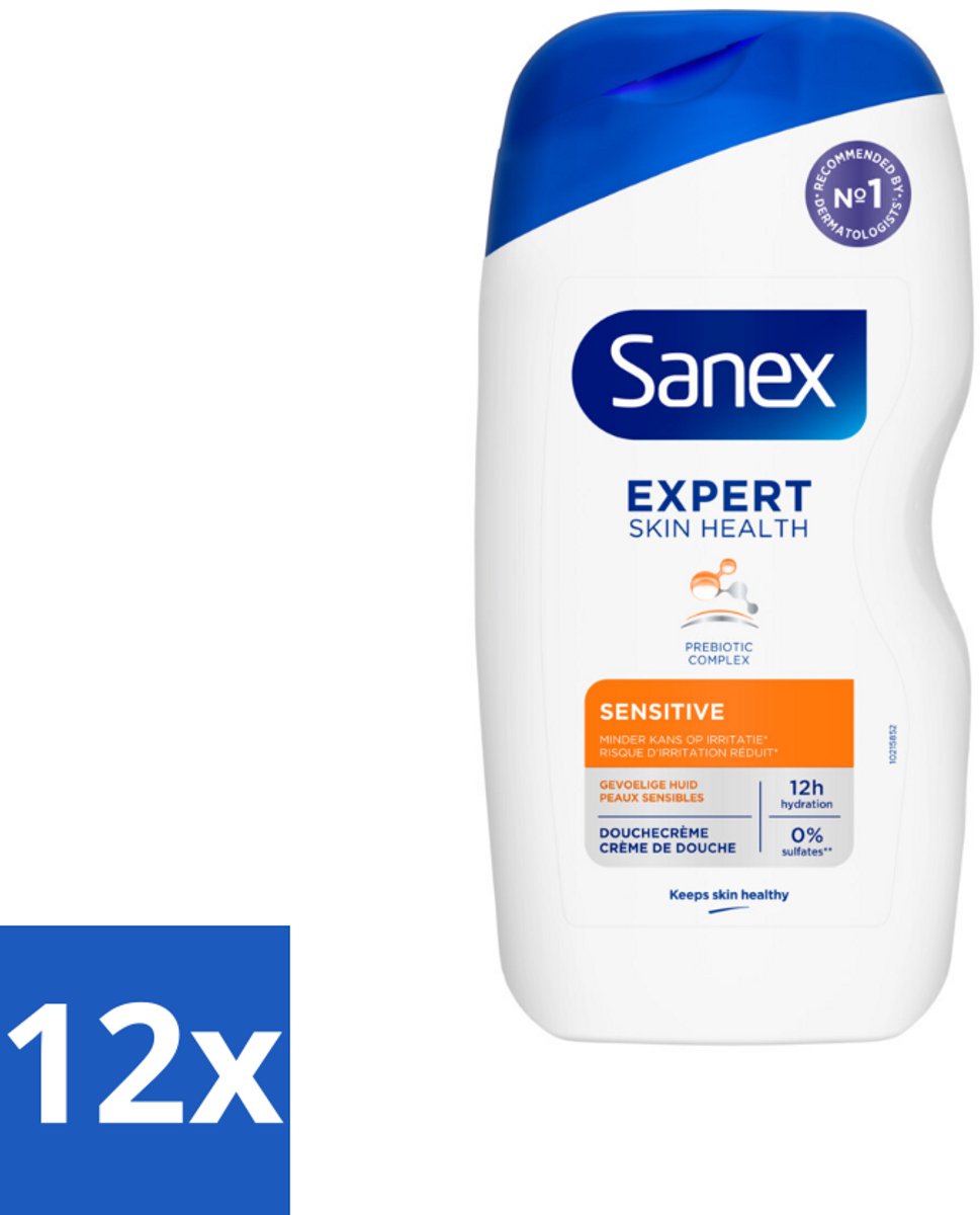 12 x Sanex Douchegel Expert Skin Health Sensitive 400 ml - Gevoelige Huid - Douchegel - Huidverzorging - Milde Reiniging - Whey Proteïne