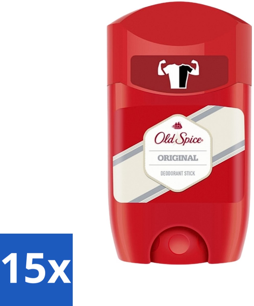 15 x Old Spice - Original - High Endurance - Deodorantstick - Langdurige Frisheid - 50 g - Deodorantstick - Langdurige Frisheid - Zweetbescherming - Mannelijke Geur - Klassieke Geur