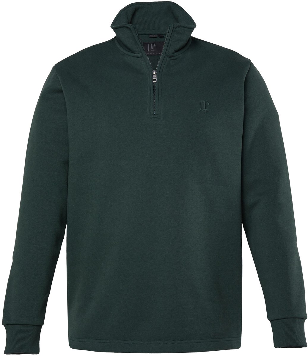 JP 1880 - Heren - Troyer sweatstof borstprint opstaande kraag met rits tot 8XL - Middernacht groen - Maat 8XL