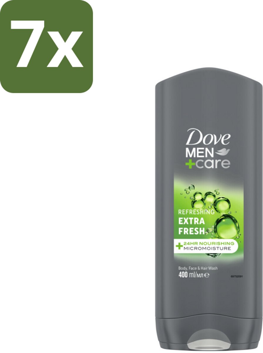 7 x Dove Douchegel Men+ Care Extra Fresh 400 ml - Douchegel Mannen - Reiniging Mannenhuid - Frisse Geur - Energie Onder De Douche - Milde Douchegel