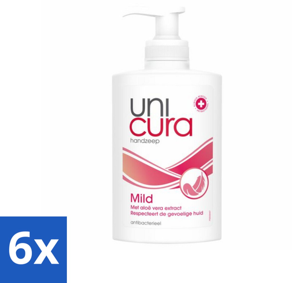 6 x Unicura Vloeibare Handzeep Mild 250 ml - Handzeep - Antibacterieel - Milde Handzeep - Handen Reinigen - Hygiëne