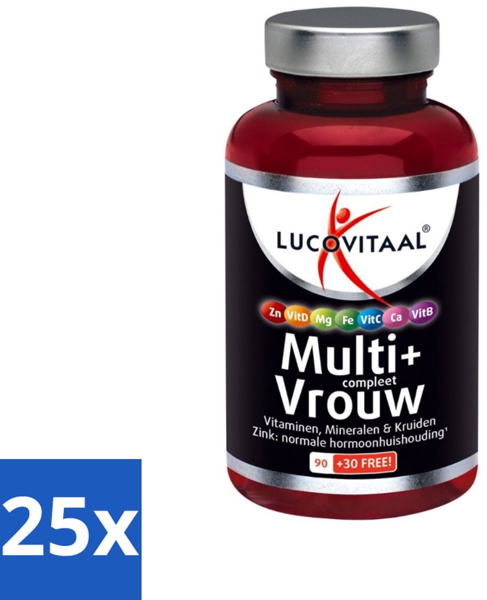 25 x Lucovitaal - Vitaminen - Multi + Compleet Vrouw - 120 Tabletten - Multivitamine Vrouw - Gezondheid Vrouw - Energie Vrouw - Vitaliteit Vrouw - Hormoonbalans