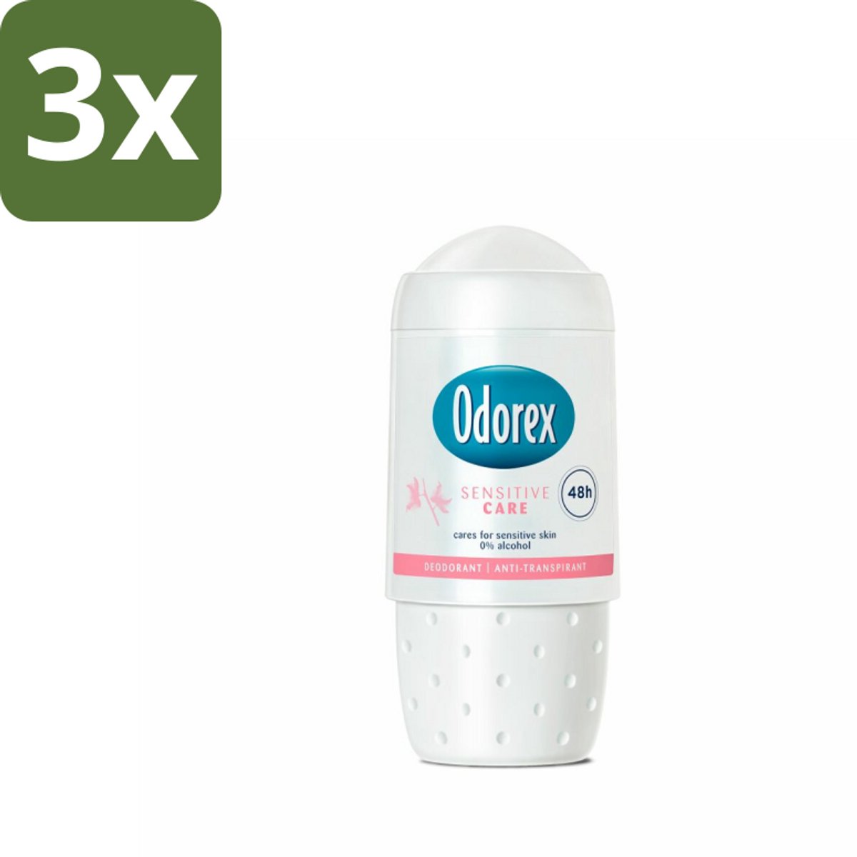 3 x Odorex Deodorant Roller Sensitive Care 50 ml - Gevoelige Huid - Deodorant - Roll-on - Huidvriendelijk - Alcoholvrij