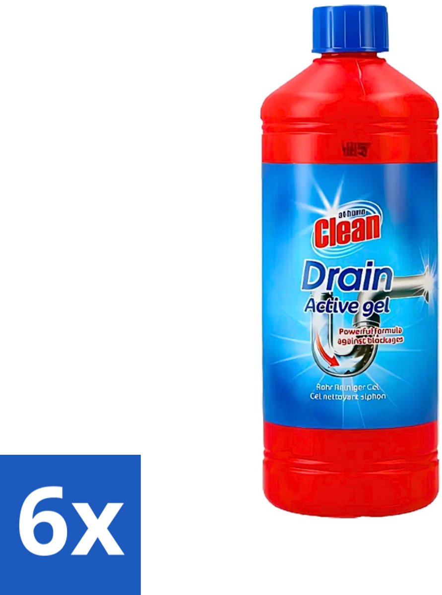 6 x At Home - Clean - Afvoer Ontstopper - Gel - Sterk - 1 L - Afvoer Ontstopper Gel - Afvoer Ontstopper - Verstopping Oplossen - Afvoer Verstopt - Afvoer Ontstoppen