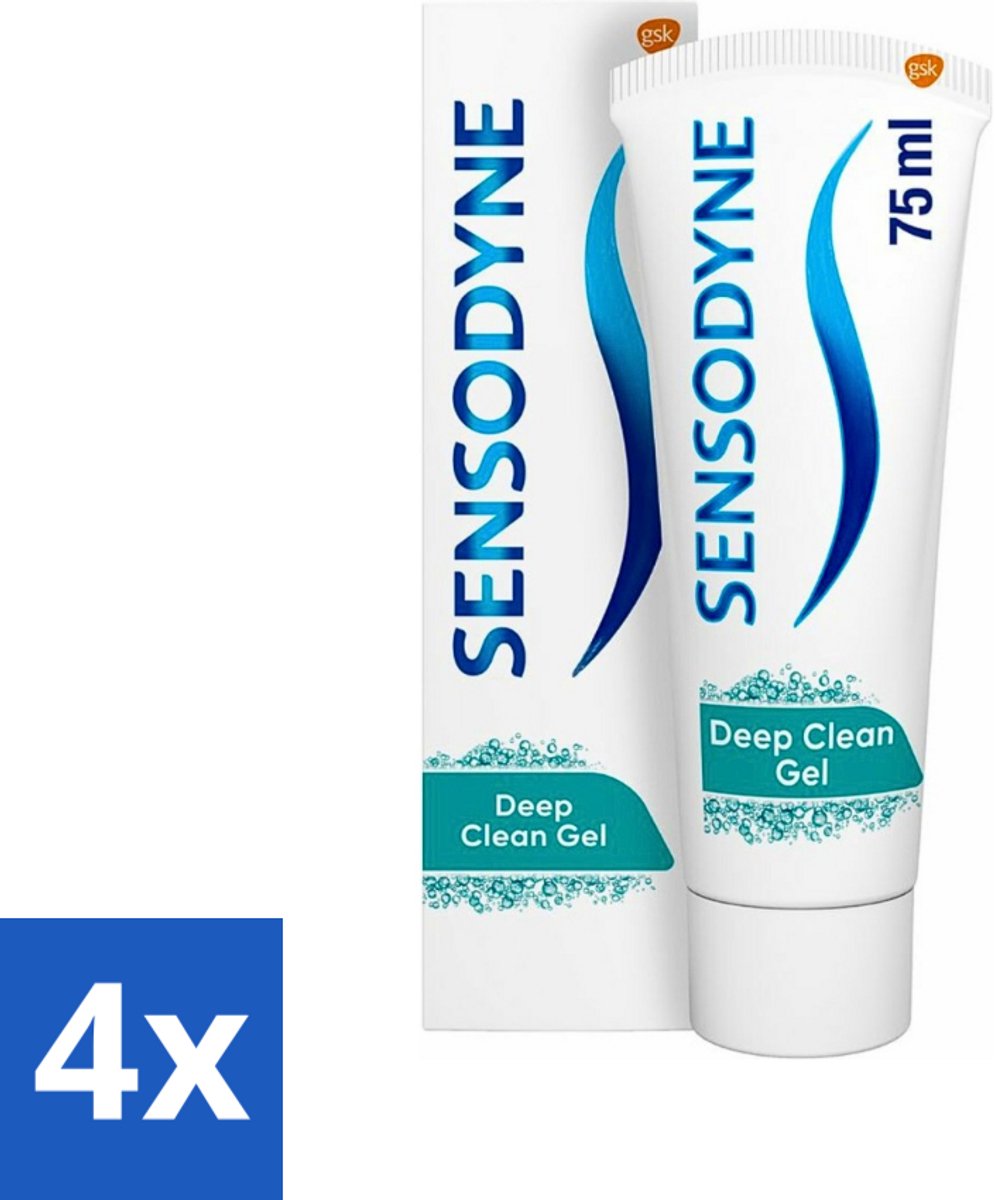 4 x Sensodyne - Tandpasta - Deep Clean - Voor Frisse Adem - 75 ml - Gevoelige Tanden - Diepe Reiniging - Frisse Adem - Tandpasta - Tandbederf