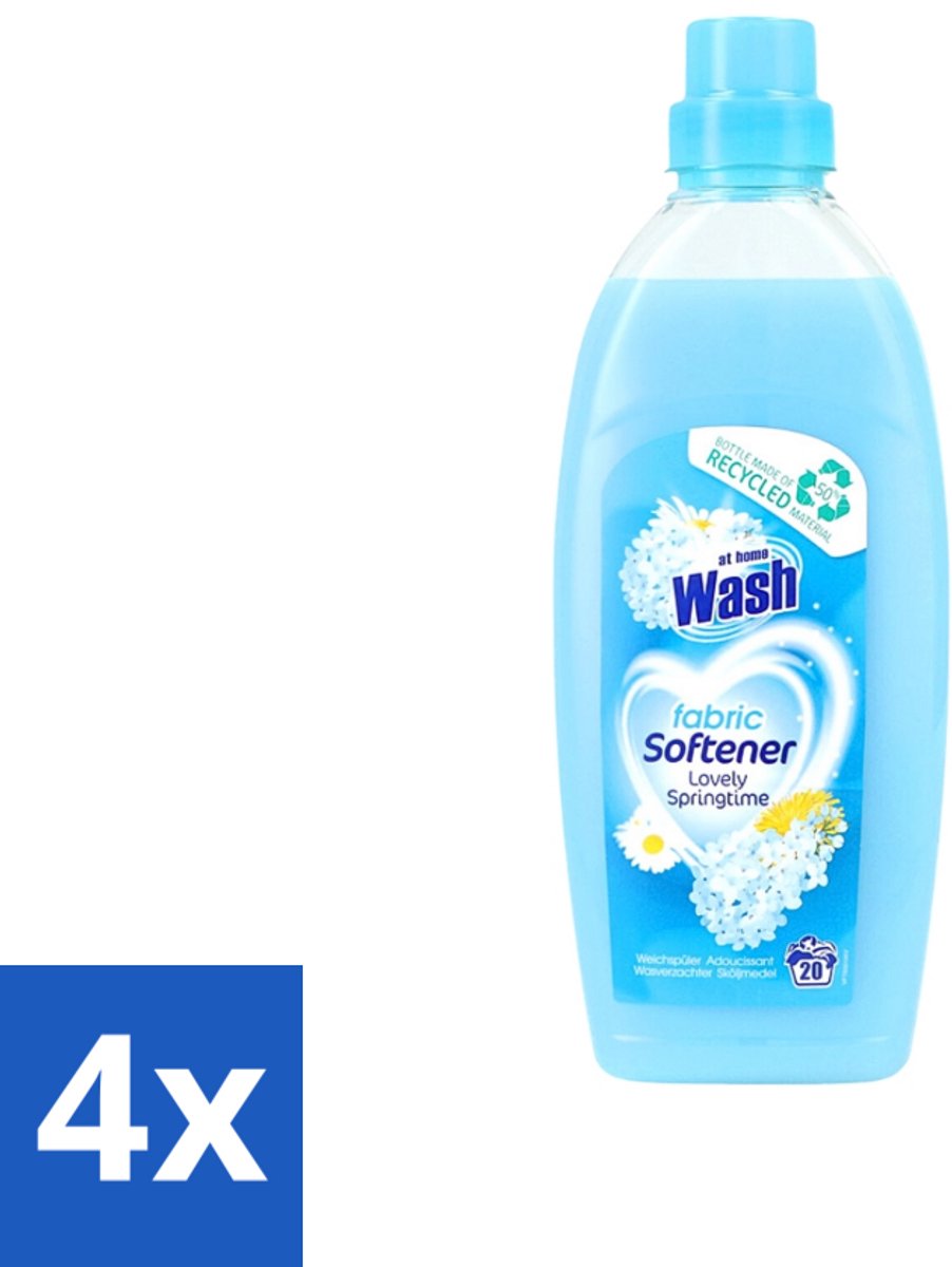 4 x At Home - Wash - Wasverzachter - Lovely Springtime - 20 Wasbeurten - Wasverzachter - Wasverzachter Voor Kleding - Wasverzachter Voor Alle Stoffen - Wasverzachter Fris - Wasverzachter Geur