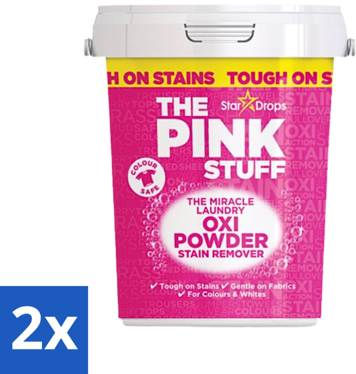 2 x The Pink Stuff - Vlekverwijderaar - Voor Bonte Was - 1kg - Vlekverwijderaar - Wasgoed Reinigen - Vlekken Verwijderen - Poeder Vlekverwijderaar - Witte Was Reinigen