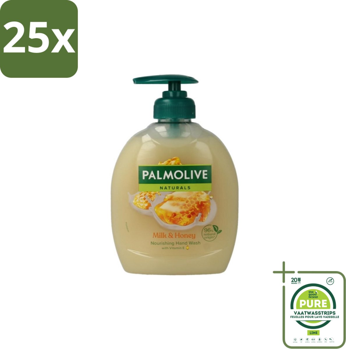 25 x Palmolive – Handzeep – Melk & Honing – 300 ml - Grootverpakking - Handzeep - Melk En Honing - Voedende Handzeep - Natuurlijke Handzeep - Crème Handzeep