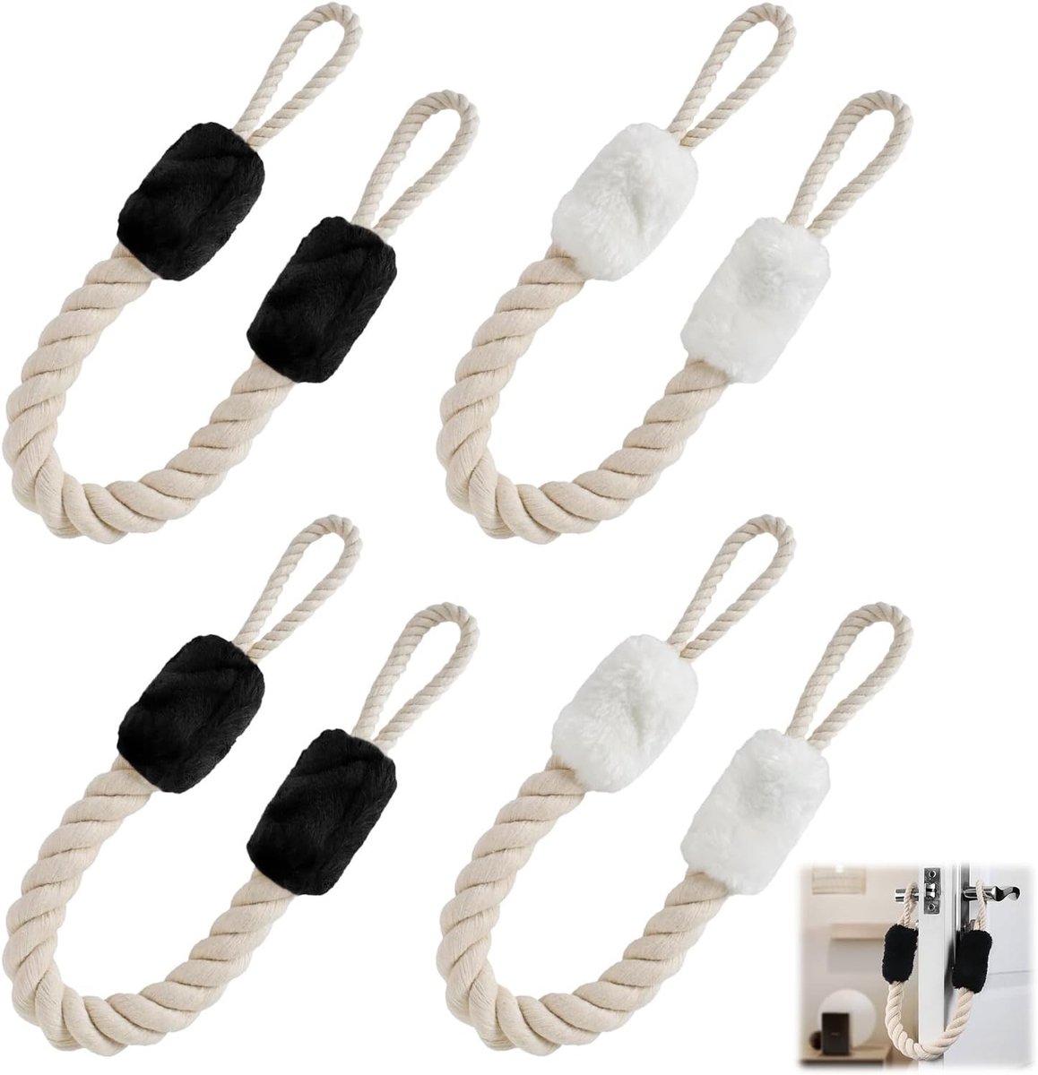 Veilige Deurstopper Set van 4, 60 cm Lange Touwstopper, Kinderen en Huisdieren Bescherming, Katoen en Duurzaam Ontwerp