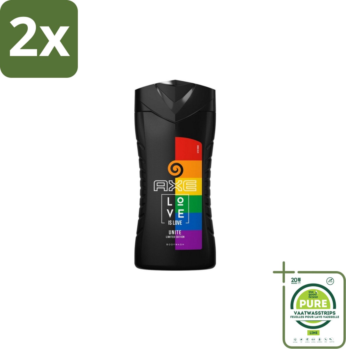 AXE – Bodywash – Unite Love Is Love – 250 ml - Voordeelverpakking - 2 stuks - Douchegel - Africa
