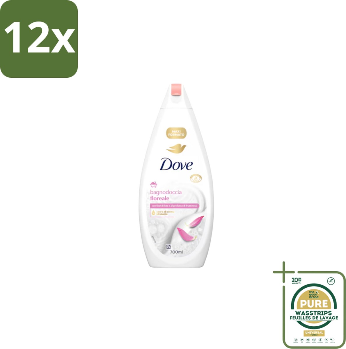 Dove – Badcrème – Soothing Almond Oil & Hibiscus – 720 ml - Voordeelverpakking - 12 stuks - Kalmerend - Schuim
