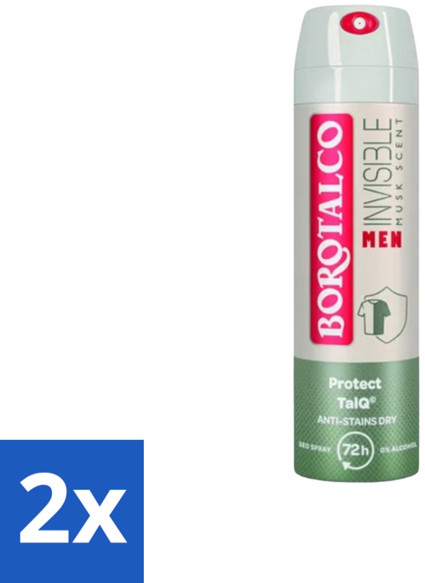 2 x Borotalco – Deodorant Spray – Men Musk Geur – 150 ml - Deodorant Spray - Mannelijke Geur - Musk - Zweetvermindering - Frisse Geur