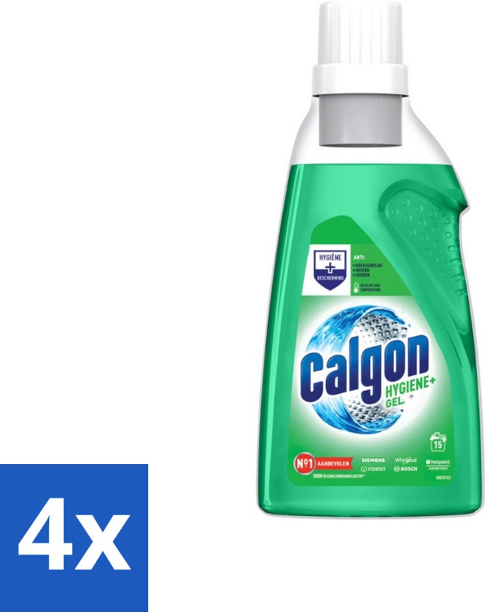 4 x Calgon Hygiene+ Gel Wasmachine Reiniger en Anti Kalk 750 ml - Wasmachinereiniger - Kalkpreventie - Wasmachine Hygiëne - Wasmachine Onderhoud - Geuren In Wasmachine
