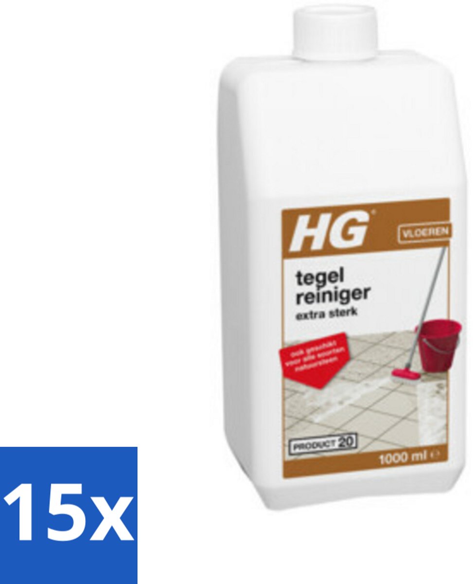 15 x HG Tegelreiniger Extra Sterk 1 liter - Tegelreiniger - Natuursteen Reinigen - Vetvlekken Verwijderen - Kalk Verwijderen - Vloer Reinigen