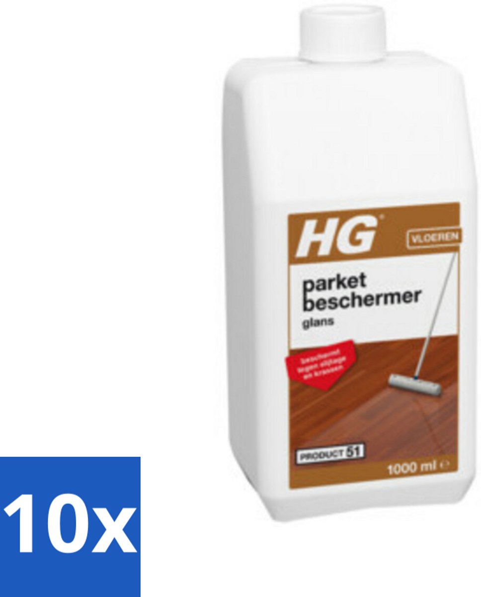 10 x HG Parket Beschermer Glans 1 liter - Parket Beschermer - Slijtage Bescherming - Krassen Bescherming - Anti-slip - Parket Beschermfilm