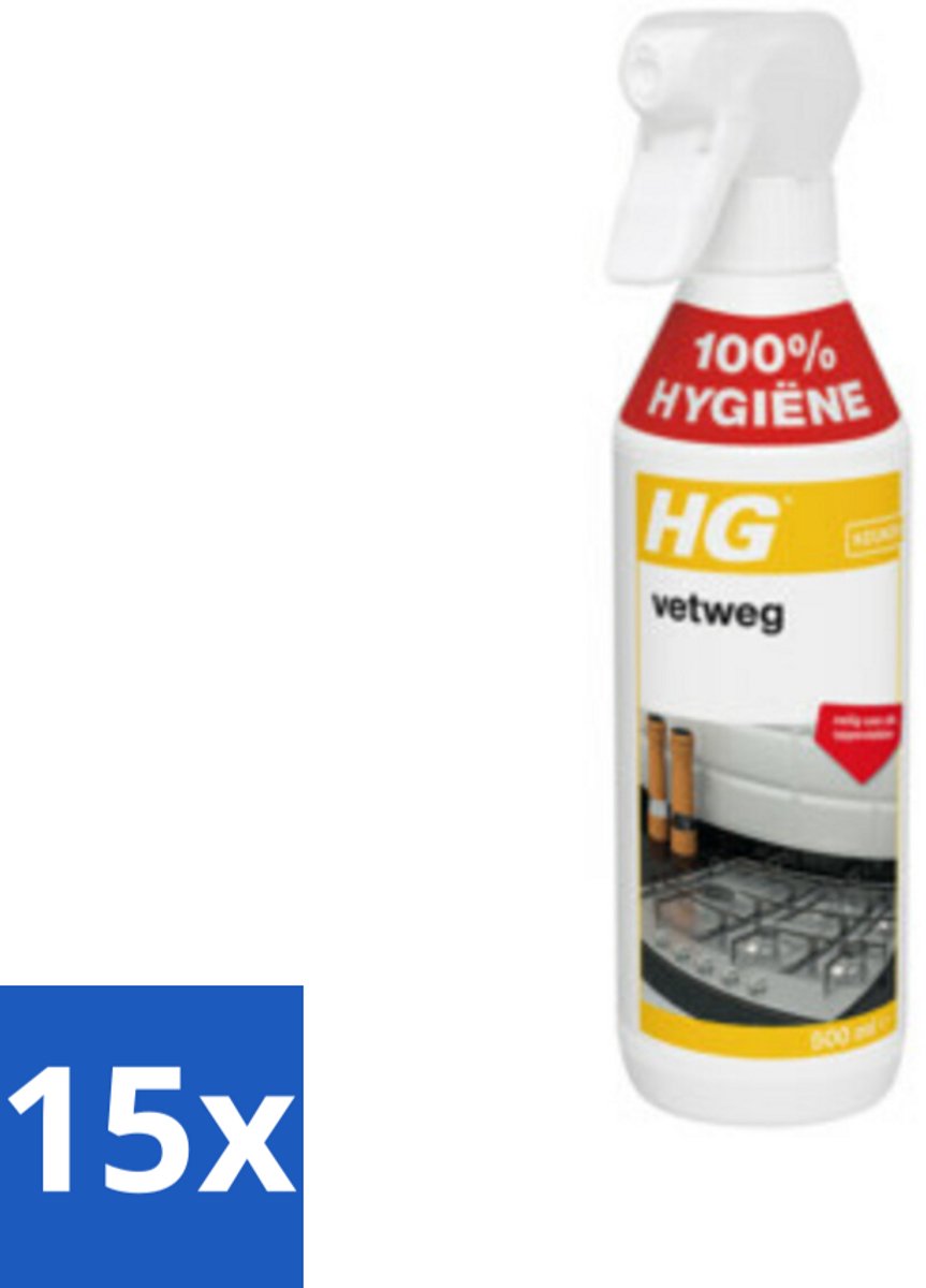 15 x HG Vetweg 500 ml - Keukenreiniger - Vetvrij Maken - Vet Verwijderen - Vet Weg - Reinigen