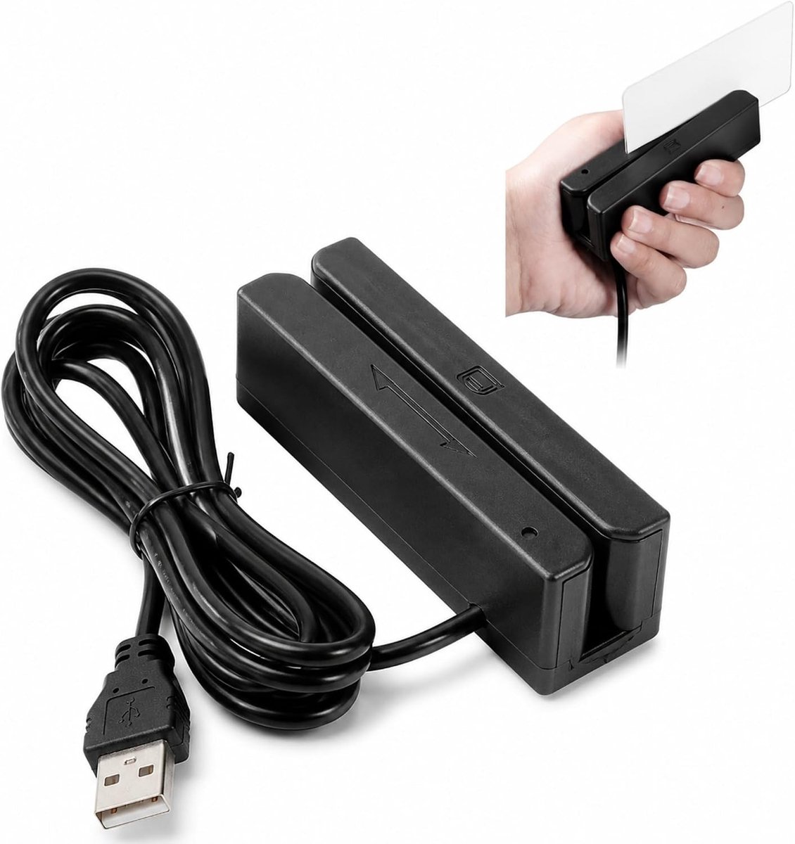 Magnetische Kaartlezer USB voor MSR580 - 3 Tracks, LED Display, Geschikt voor TXT, Word, Excel en POS Systemen