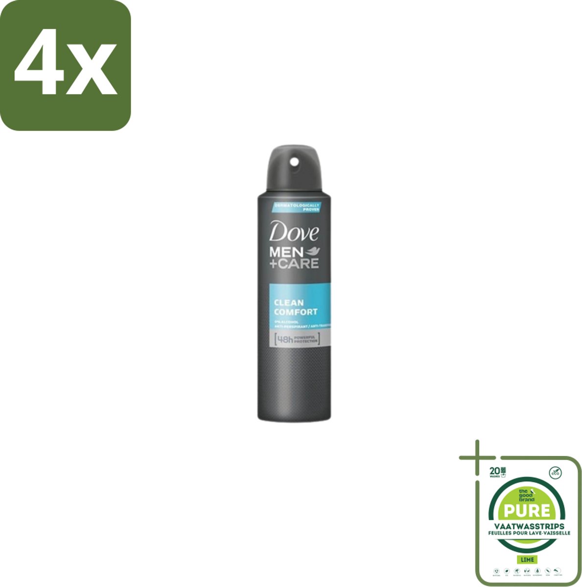 Dove Men+Care – Deodorant Spray – Clean Comfort – 200 ml - Voordeelverpakking - 4 stuks - Anti-transpirant spray - Okselgeur