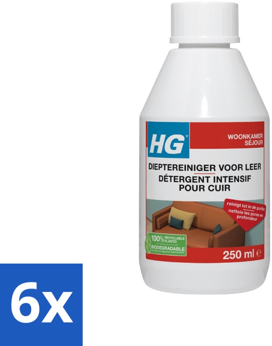 6 x HG Dieptereiniger Voor Leer 250 ml - Leer Reiniger - Leer Onderhoud - Leer Schoonmaak - Leer Bescherming - Leer Conditioner