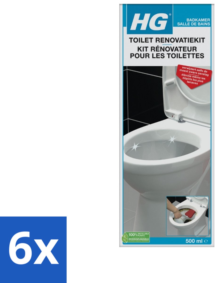 6 x HG Toilet Renovatie KIT 500 ml - Toilet Schoonmaken - Toilet Reiniging - Kalk Verwijderen - Urinesteen Verwijderen - Toilet Renovatie