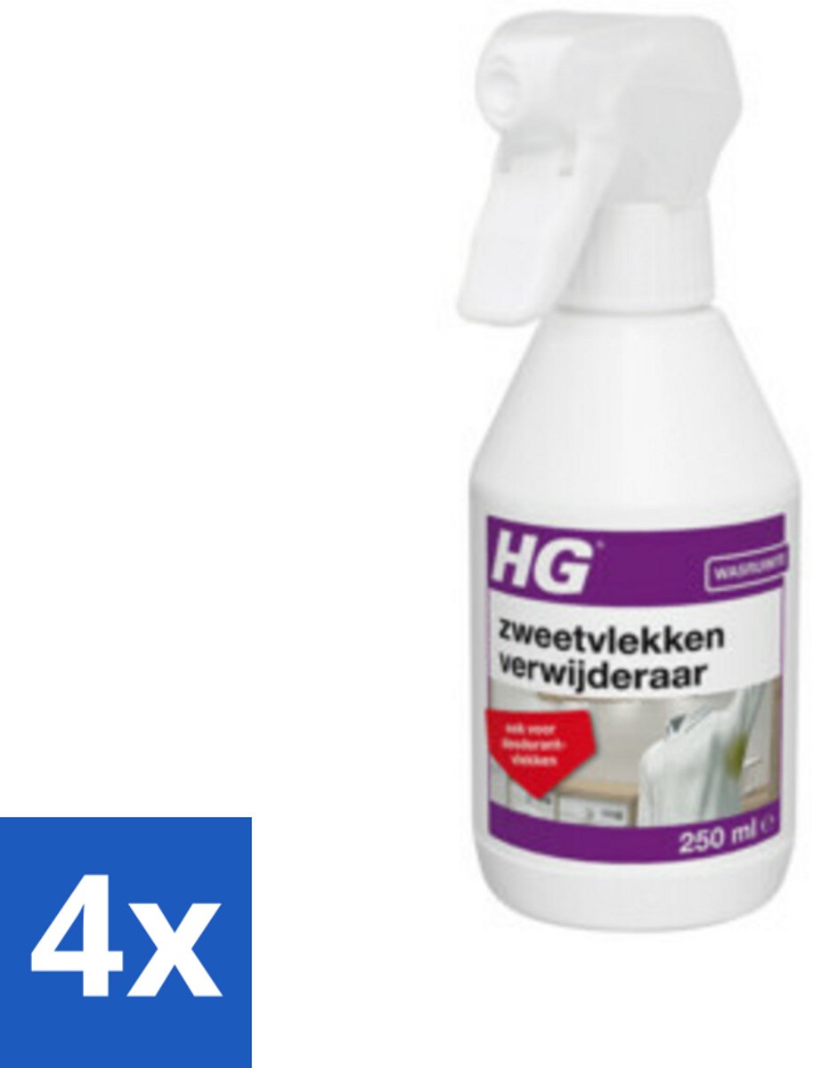 4 x HG Zweetvlekkenverwijderaar 250 ml - Zweetvlekken Verwijderen - Deodorantvlekken Verwijderen - Vlekkenverwijderaar - Wasmiddel - Textielreiniger