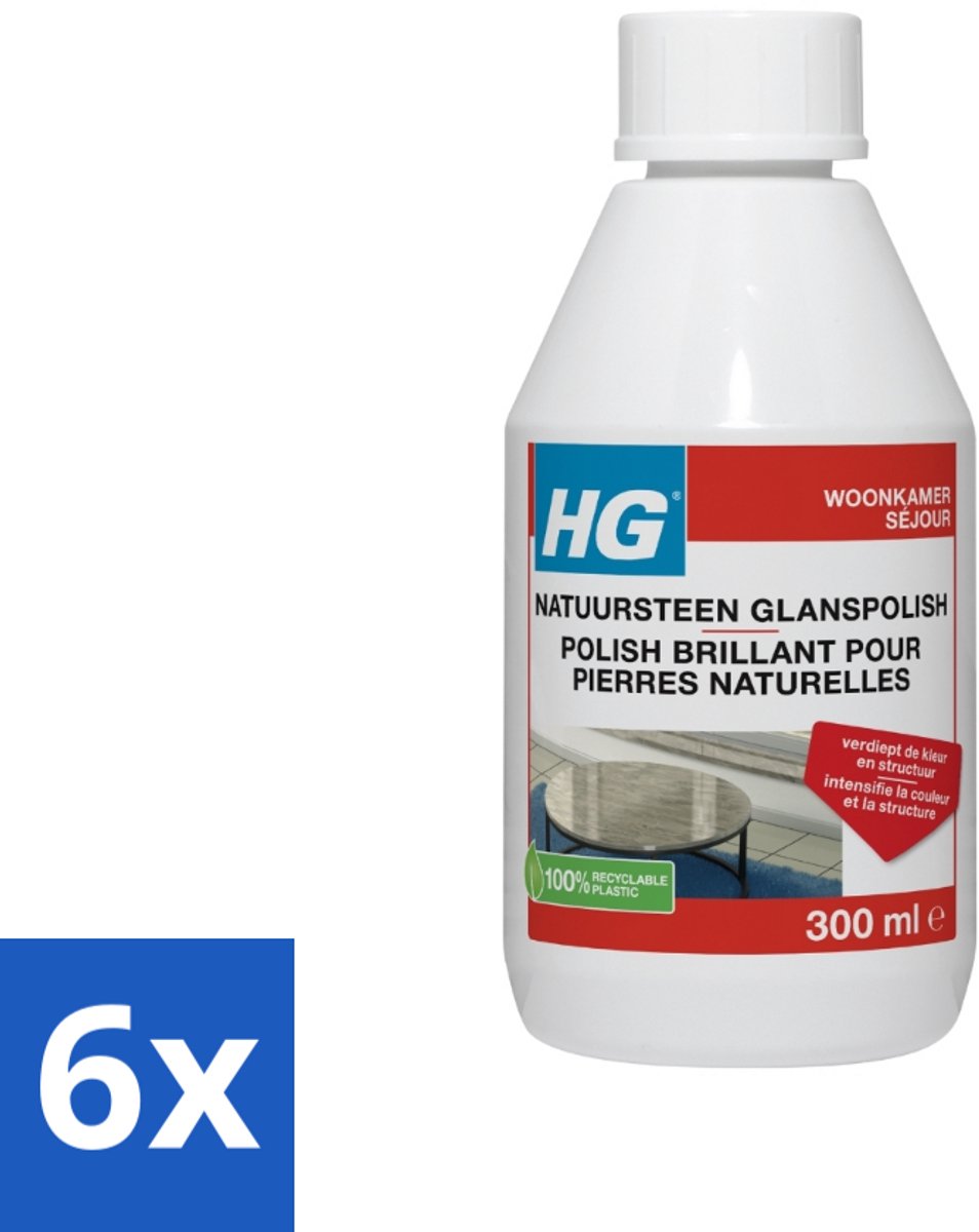 6 x HG Natuursteen Glans Polish 300 ml - Natuursteen Glans - Natuursteen Polijsten - Marmer Onderhoud - Travertin Glans - Hardsteen Polijseermiddel