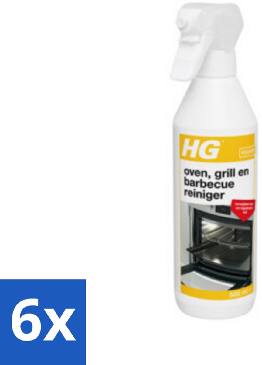 6 x HG Reiniger Oven - Grill & Barbecue 500 ml - Ovenreiniger - Grillreiniger - Barbecue Reiniger - Vetverwijderaar - Ingebrande Vetten