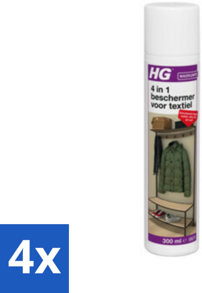 4 x HG 4 in 1 Beschermer Voor Textiel 300 ml - Textielbeschermer - Vlekkenwerend - Waterafstotend - Stofbescherming - HG