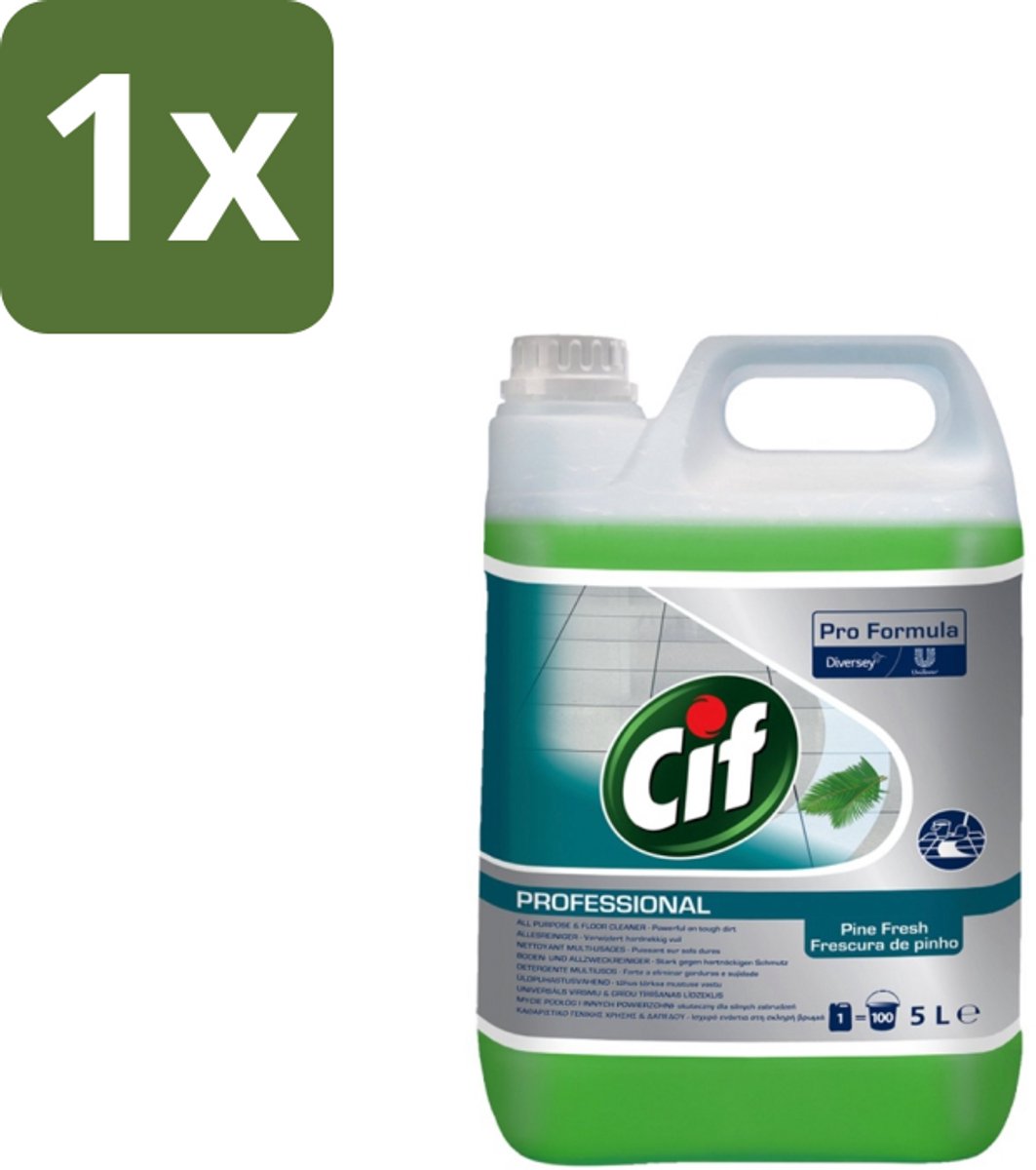 1 x Cif - Allesreiniger - Dennenfris - 5 l - Allesreiniger - Waterbestendig Oppervlak - Vloer - Vuil Oplossen - Vet Verwijderen