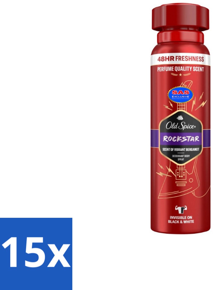 Old Spice – Deospray – Rockstar – 150 ml - Bulkverpakking - 15 stuks
